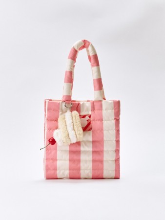 стеганая сумка-шоппер с обвесом для девочек - детские сумки стеганые 