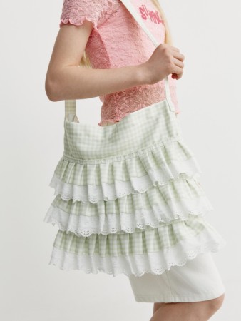 сумка-шопер с оборками для девочек - сумки и кошельки в клетку 