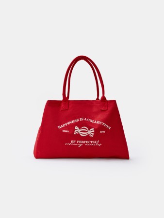 сумка-шоппер из красного канваса с принтом - женские сумки и кошельки sela 
