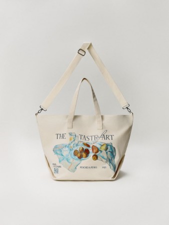 сумка-шоппер с принтом по мотивам картины поля сезанна - мужские сумки и рюкзаки персиковые 