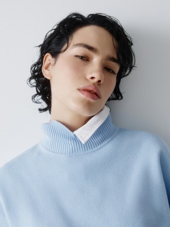 свитер с воротником-стойкой - женские свитеры свободные 