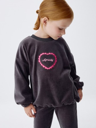 свитшот из велюра с вышивкой для девочек фотография