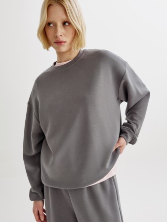 свитшот оверсайз из интерлока с вышивкой - женские свитшоты дешевые 