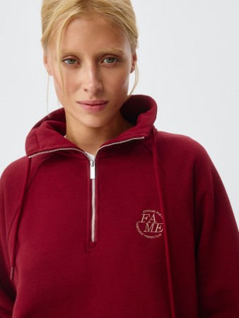 свитшот оверсайз с воротником на молнии - женские свитшоты на молнии 