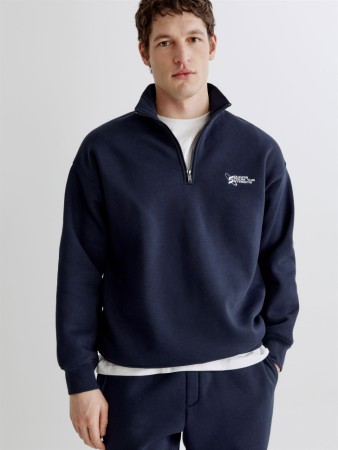 свитшот оверсайз с воротником на молнии - мужская одежда, обувь и аксессуары из футера 