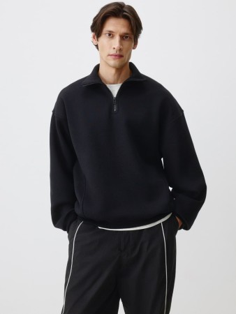 свитшот oversize fit с воротником - мужская одежда, обувь и аксессуары хлопковая 
