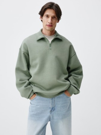 свитшот oversize fit с воротником - мужская одежда, обувь и аксессуары хлопковая 