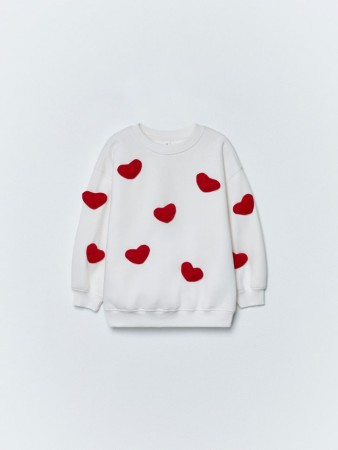 свитшот с объемной аппликацией для девочек - детская одежда, обувь и аксессуары для всех возрастов с круглым вырезом 