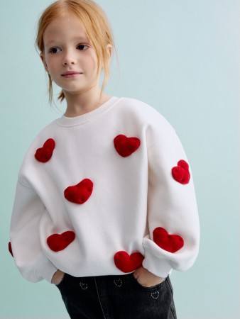 свитшот с объемной аппликацией для девочек - детская одежда объемная 