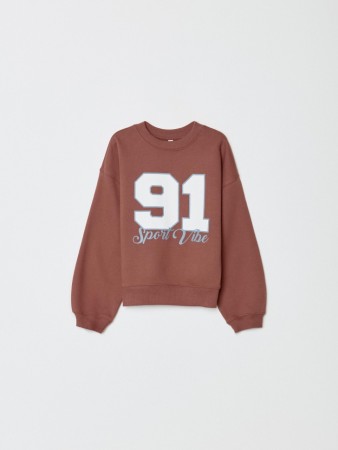 свитшот с принтом для девочек - детская одежда, обувь и аксессуары объемная 