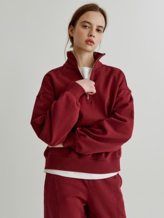 свитшот с высоким воротником на молнии - женские свитшоты на молнии 