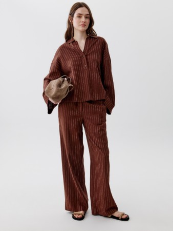 свободные брюки из смесового льна - женские брюки