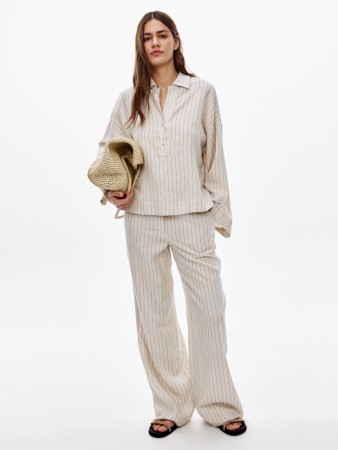 свободные брюки из смесового льна - женские брюки