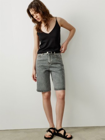 свободные джинсовые шорты бермуды с высокой посадкой - женские шорты