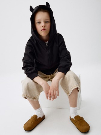 толстовка с рожками на капюшоне детская - толстовки прямые 