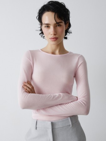 тонкий лонгслив с содержанием шерсти - женские футболки и поло шерстяные 