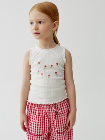 топ из ажурного трикотажа с вышивкой для девочек - детские топы и майки