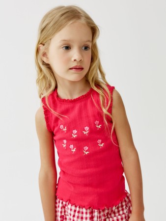 топ из ажурного трикотажа с вышивкой для девочек - детские топы и майки