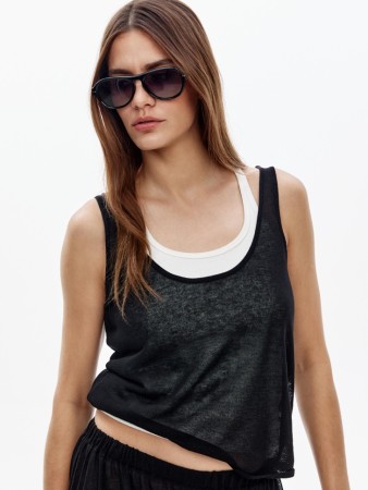 топ из смесового лиоцелла с содержанием льна - женские топы и майки