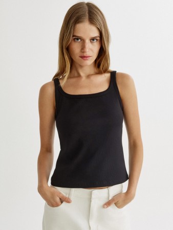 топ из смесового модала в рубчик - женские топы и майки из модала 