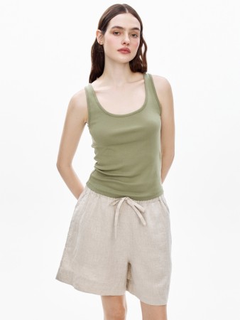 топ приталенный в рубчик из смесового модала - женские топы и майки из модала 