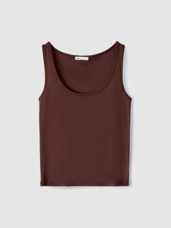 топ приталенный в рубчик из смесового модала - женские топы и майки из модала 