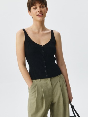 топ в рубчик на пуговицах - топы и майки прилегающие 