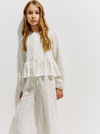 трикотажная блузка с баской для девочек - детские блузы и рубашки прямые 