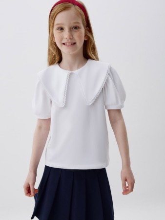 трикотажная блузка с рукавами-фонариками для девочек фотография