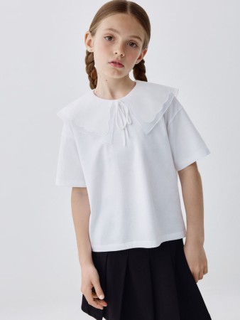 трикотажная блузка с воротником для девочек фотография