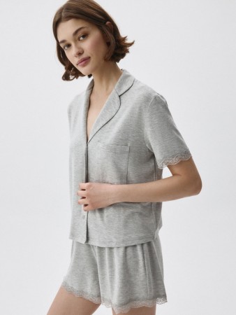 трикотажная пижама с кружевом - домашняя одежда