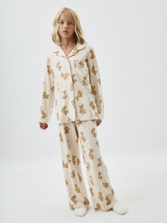 трикотажная пижама с принтом для девочек - детские пижамы