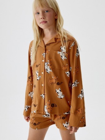 трикотажная пижама с принтом для девочек - детские пижамы