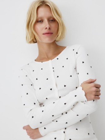 трикотажная пижама в рубчик с принтом - домашняя одежда