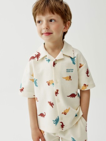 трикотажная рубашка с коротким рукавом для мальчиков - детские блузы и рубашки на застежке 
