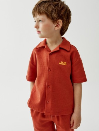 трикотажная рубашка с коротким рукавом для мальчиков - детские блузы и рубашки на застежке 