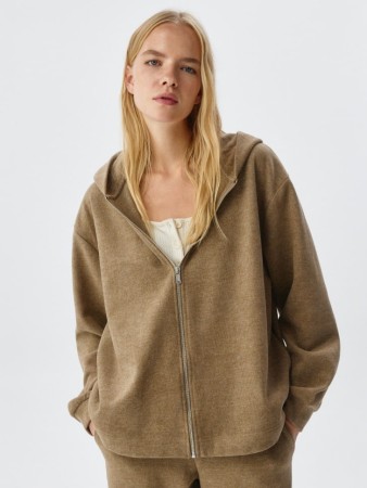 трикотажное худи оверсайз на молнии - женская одежда