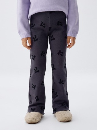 трикотажные брюки клеш с принтом для девочек - джинсы и брюки прилегающие 