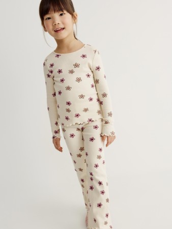 трикотажные брюки клеш с принтом для девочек - детская одежда трикотажная 