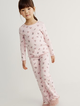 трикотажные брюки клеш с принтом для девочек фотография