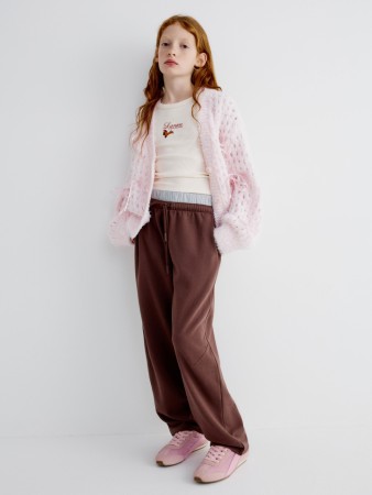 трикотажные брюки с двойным поясом для девочек фотография