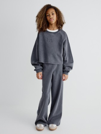 трикотажные брюки с эффектом стирки для девочек фотография