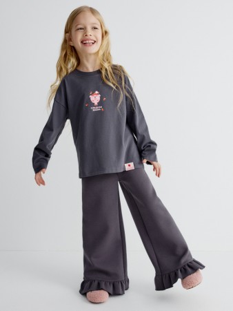 трикотажные брюки с оборками для девочек фотография