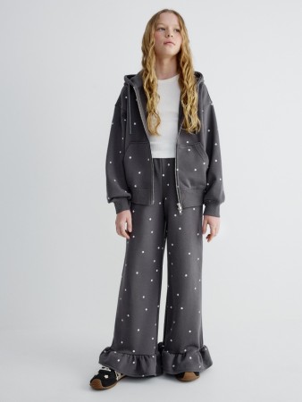 трикотажные брюки с оборками для девочек - детские брюки