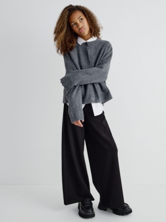 трикотажные широкие брюки для девочек фотография