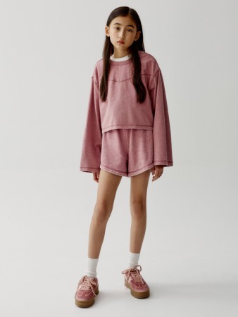 трикотажные шорты с эффектом стирки для девочек фотография