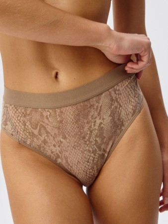 трусы-слипы из сетчатой ткани с принтом - женская одежда на высокой посадке 