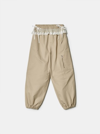 твиловые брюки с кружевной оборкой для девочек фотография