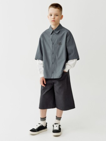 удлиненные шорты из фактурного хлопка для мальчиков - детская одежда sela 