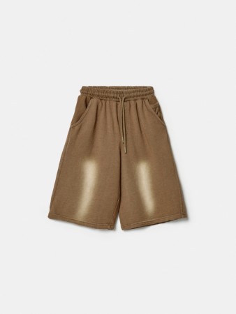 удлиненные шорты из футера с эффектом стирки для девочек - детская одежда для детей 